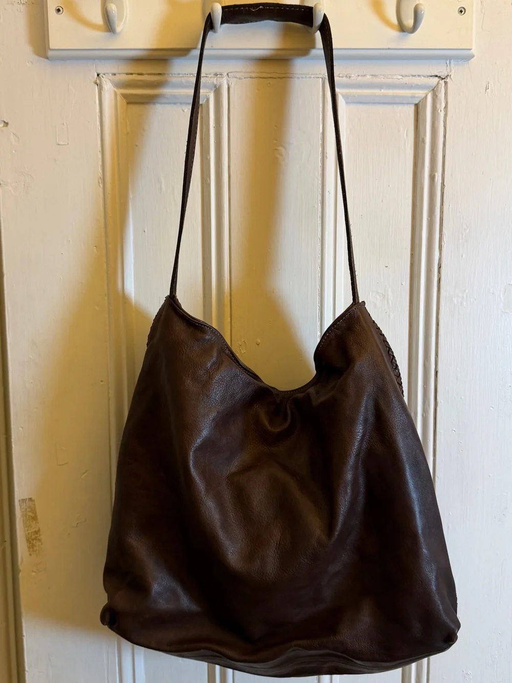 Tulipani Brown Woven Leather Hobo Shoulder Bag Large Slouchy Italian Style